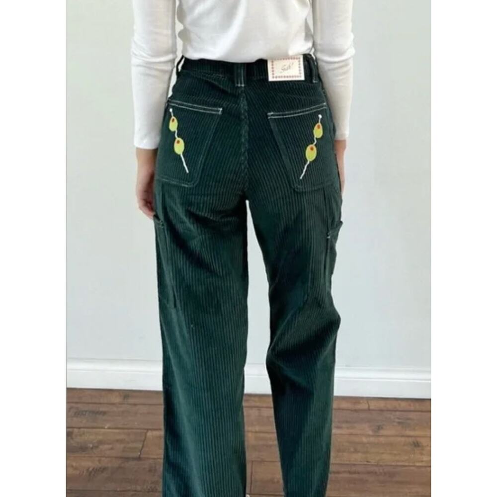 Lisa Says Gah Dylan Martini High-rise Corduroy Wide Leg Pants, size 8